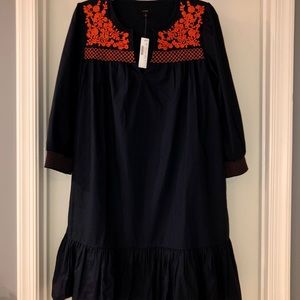 J. Crew embroidered popover dress with ruffled hem